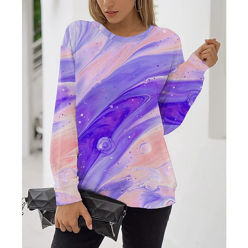 

Женская футболка с круглым вырезом, Повседневная футболка с 3D принтом радуги, большие размеры