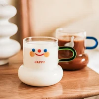 600ml Cartoon Glass Juice Beer Mug Transparent Handle Coffee Milk Cup Office Drinking Cup Birthday Gift  coffee mugs