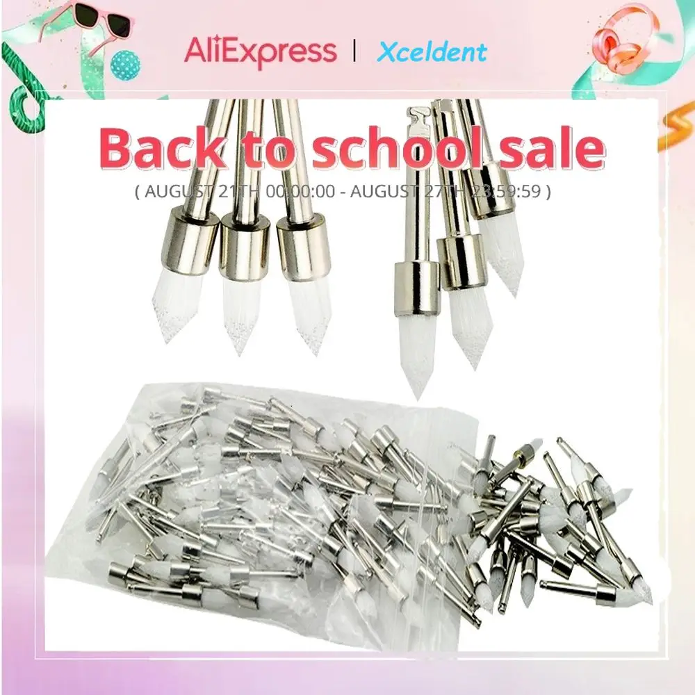 

100Pcs/Set Dental Prophy Brush White Nylon Tapered Type Polishing Brush Dentist