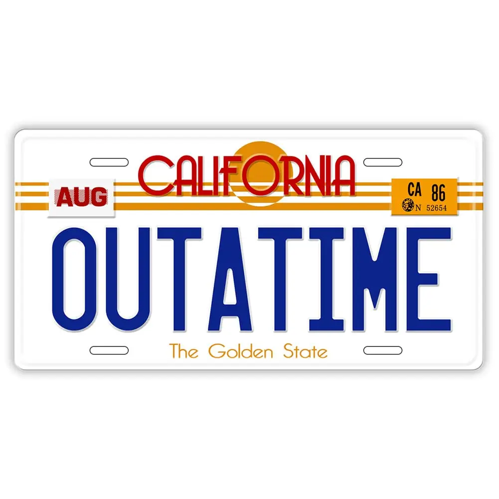 

Outatime Back to The Future License Plate Memorabilia, Embossed License Plate Replica, Delorean Movie Prop Metal Vanity