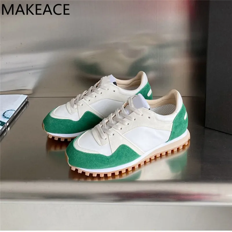 

Spring New Stitching Thick-soled All-match Sports Shoes Women Round Toe Lace Up Color Matching Fashion Casual Sports Shoes 2022