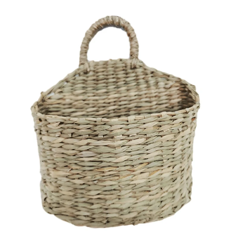 

Woven Wall Hanging Flower Basket Seagrass Storage Basket Wicker Basket Rattan Laundry Basket Toy Holder Garden Decor