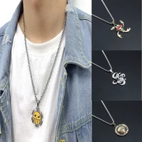 20 pcs anime one piece metal necklace luffy ace pirate skull hat pendant chain choker man cartoon necklaces charm jewelry gift