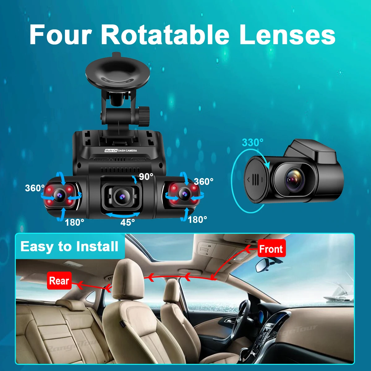$126.19 4 Channel Full HD 4*1080P 170° Car DVR  GPS WiFi Dash Camera 8 IR Lights Car Van Taxi Driving Video Recorder 24 Hours Parking