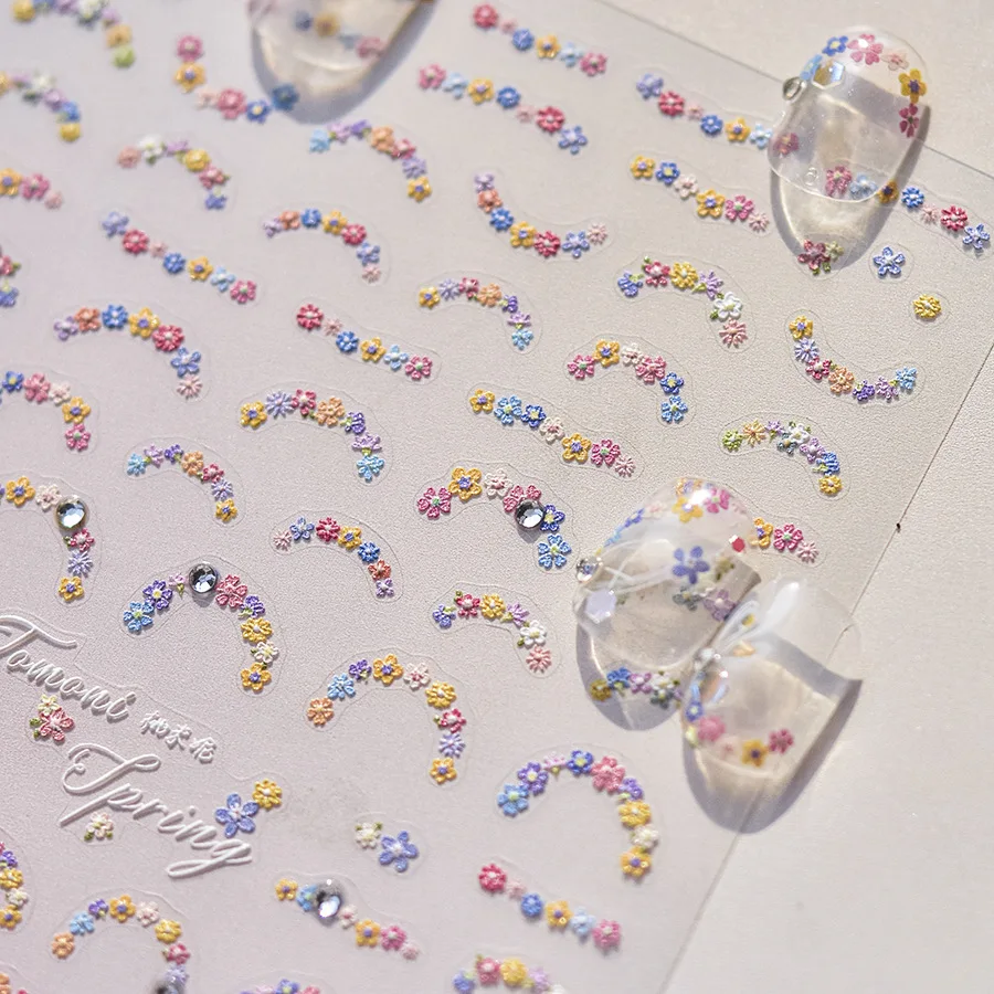 1 Шт. 5D Алмазные Японские Весенние Красочные Цветочные Наклейки Для Ногтей
