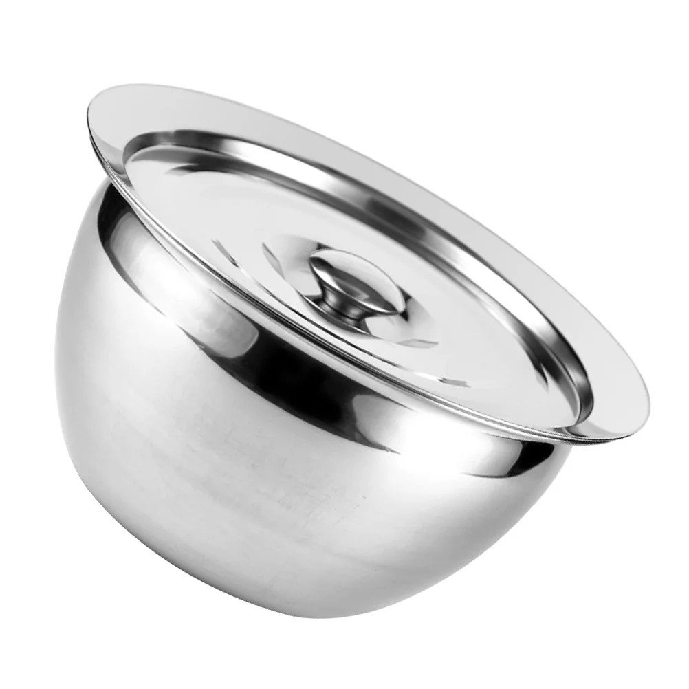 

1 Set Metal Smooth Convenient Salad Mixing Basin Metal Bowl Metal Basin With Lid Stainless Steel Bowl for Storage
