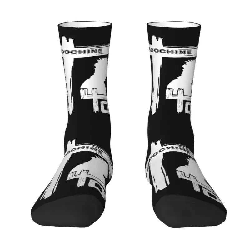 

Cute Men's Grab It Fast Pop Rock Band Logo Dress Socks Unisex Breathbale Warm 3D Printing Rock Band Indochine Crew Socks