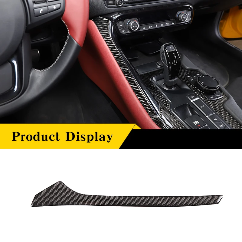 

For Toyota Supra GR A90 2019-2022 Car Real Soft Carbon Fiber Central Control Gear Left Trim Sticker Car Interior Accessories