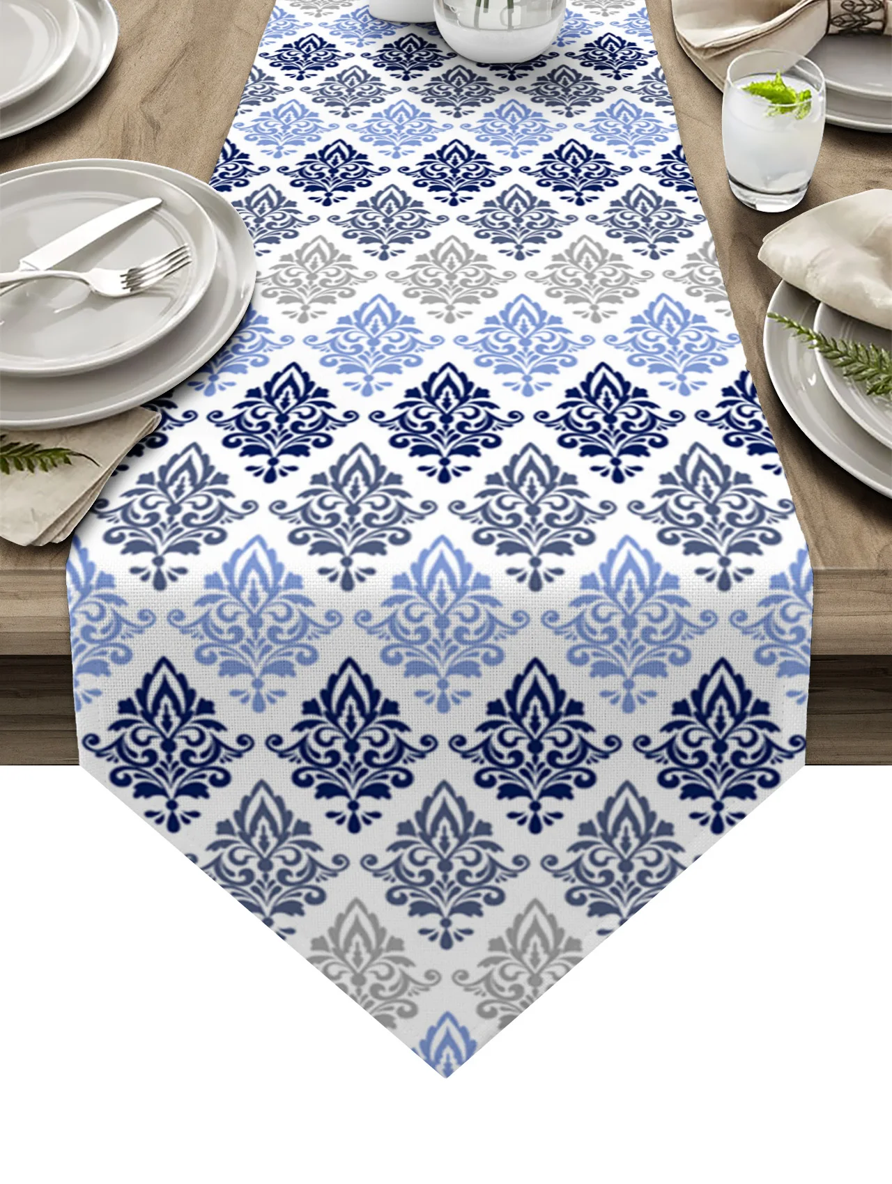 

Настольная дорожка с градиентным узором темно-синего цвета для свадьбы, банкета, домашнего праздника, вечеринки, украшения стола, Настольна...