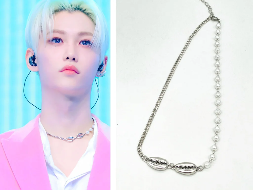 

KPOP New Boys Group Stray Kids Fashion Shell Pearl Necklace Accessories Hip Hop Jewelry Exquisite Couple Pendant Jewelry Gifts