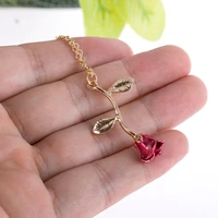 new vintage rose necklace pendant long chain charm simple necklace womens jewelry valentines day