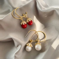 fashion big white pearl drop earrings elegant shiny zircon earrings for women korean cute and sweet wedding engagement jewelry
