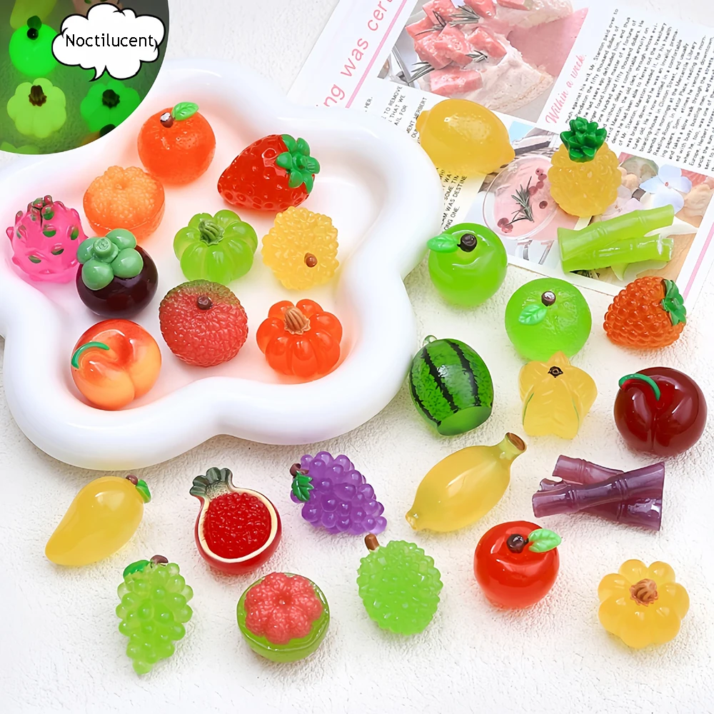 10 шт. серебристые 3D фруктовые серии смоляные кабошоны с плоской задней частью для