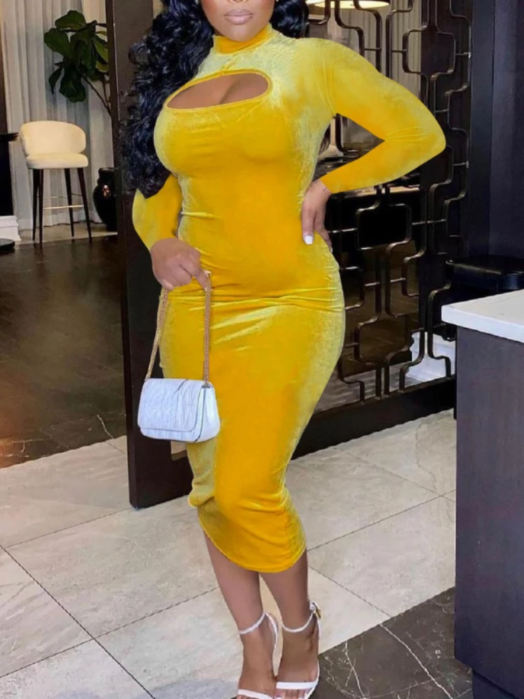 

Женское облегающее бархатное платье, облегающее платье-футляр с длинными рукавами и вырезами на бедрах, Осеннее модное эластичное сексуаль...