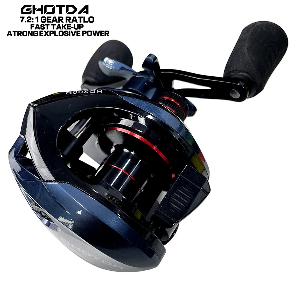 

GHOTDA Lightweight Spool 7.2:1 Gear Ratio Baitcasting Fishing Wheel Left/Right 8kg Max Drag Saltwater Fishing Reel