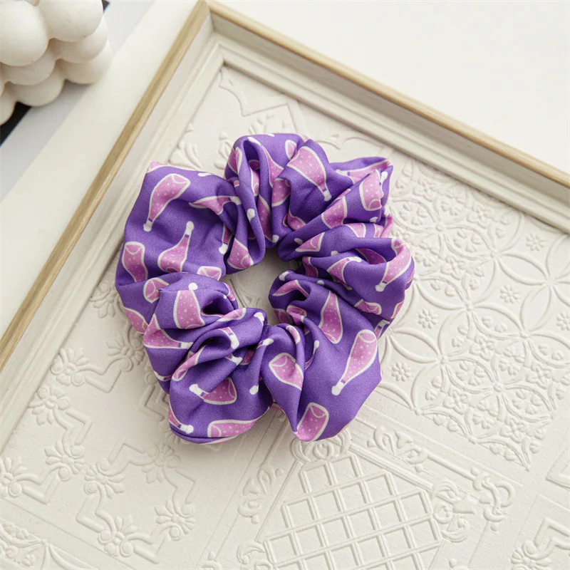Резинка для волос фиолетовая с принтом эластичная заколка хвоста аксессуар на