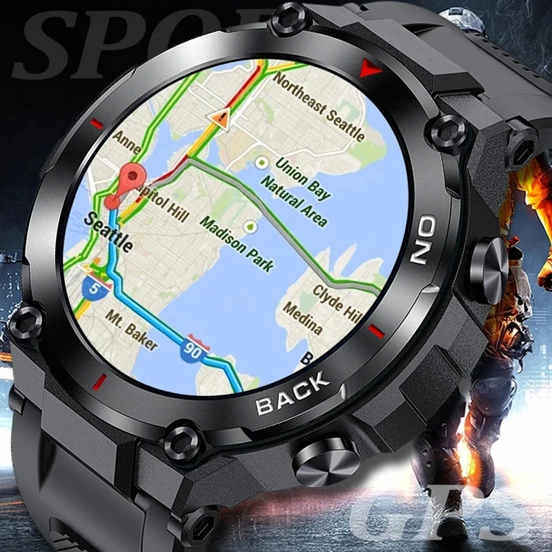 2023 GPS Track Smart Watch Men Military Waterproof Long Batt