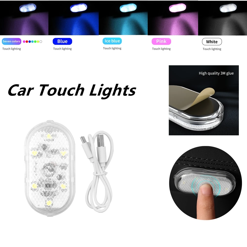 

Car Touch Lamp Ceiling Reading Lamps Auto Roof Light 5V Mini USB Charging Wireless LED Car Door Anti-Collision Signal Lamps