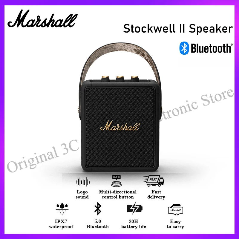 

Original Marshall Stockwell II/ 2 Portable Bluetooth Wireless Speakers Audio Powerful Bass Soundbar Outdoor Speaker Waterproof