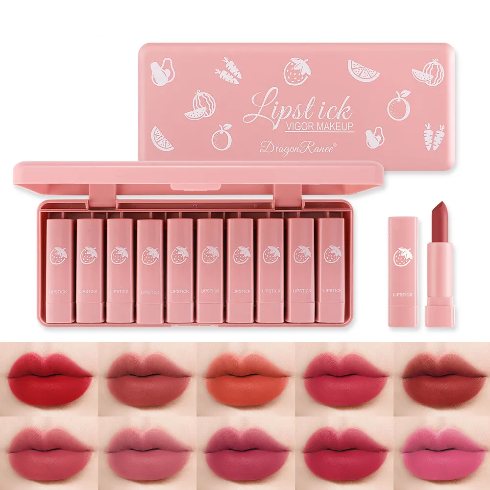 

10pcs/box Lip Gloss Set Mini Lip Tint Moisturizer Velvet Long-lasting Plumping Lips Care Liquid Lipsticks Matte Lip Glaze