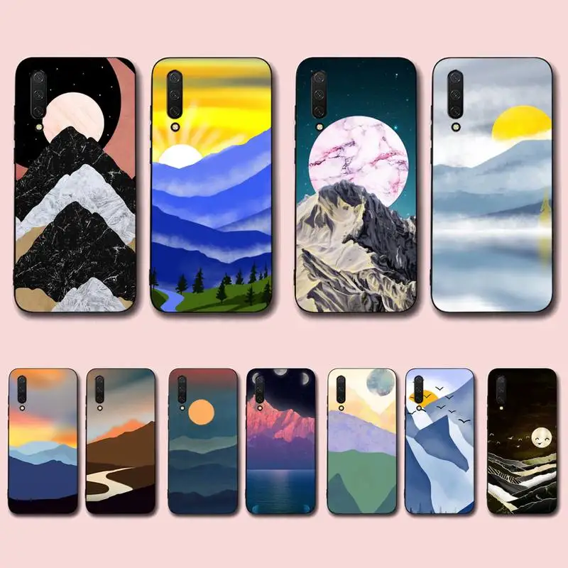 

Mountain Marble Moon Phone Case for Xiaomi mi 5 6 8 9 10 lite pro SE Mix 2s 3 F1 Max2 3