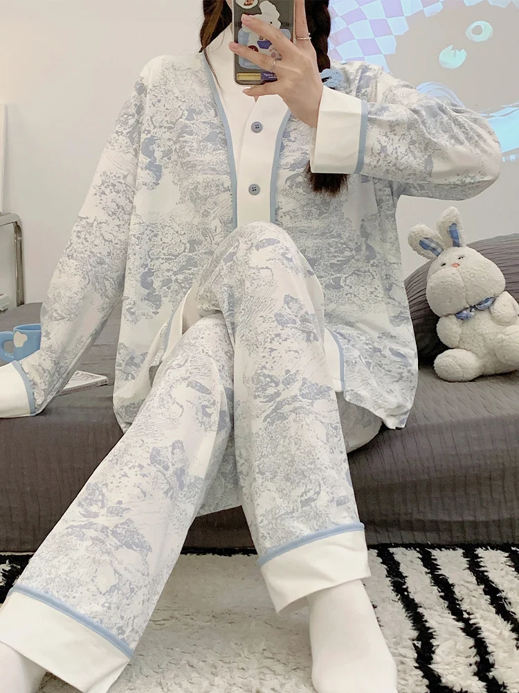 Одежда для родов весна и осень-зима хлопковые послеродовые пижамы Materni женские