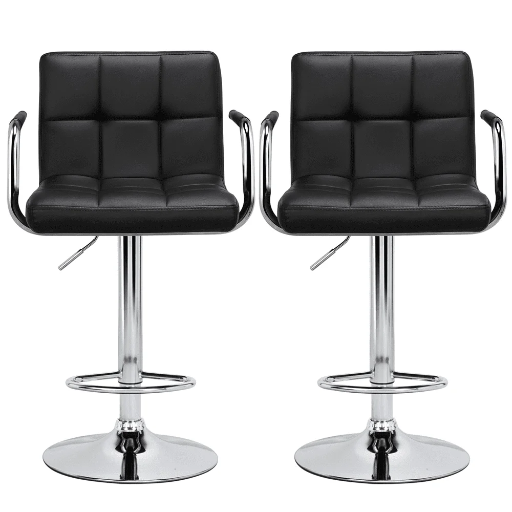 

Alden Design Bar Stool with 360-Degree Swivel & Adjustable Height, Black, Set of 2