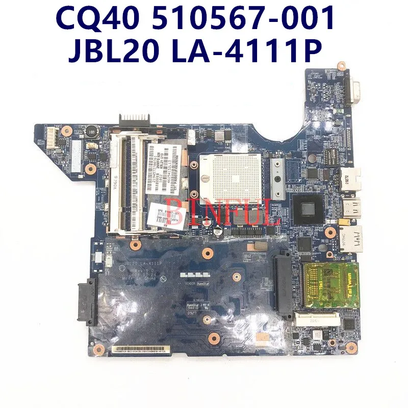 510567-001 510567-501 510567-601 Mainboard For HP CQ40 Laptop Motherboard JBL20 LA-4111P DDR2 100% Full Tested Working Well