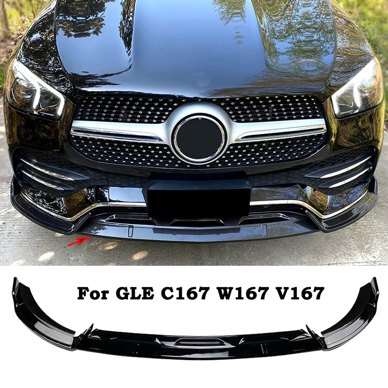 

For Mercedes Benz GLE C167 W167 V167 Coupe GLE350 GLE450 GLE400 Front Bumper Lip Trim Spoiler Splitters Diffuser Black Body Kit