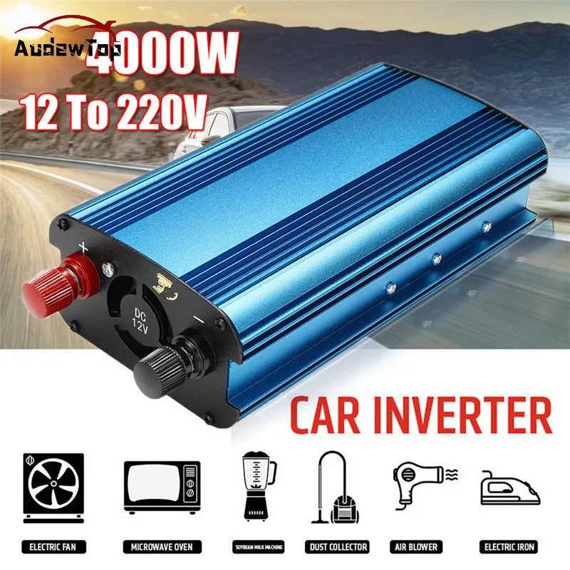 

Car Power Inverter 12V/24V to 220V 3000W/4000W Sine Wave USB Converter Solar Inverter Intelligent Voltage Display