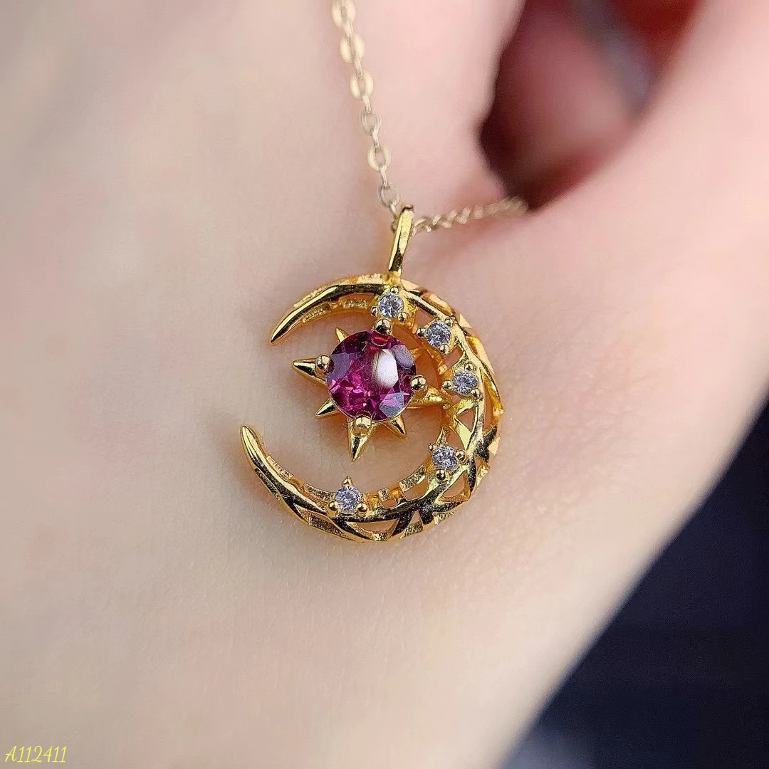 KJJEAXCMY Ювелирные изделия из натурального граната женский кулон чистого серебра S925