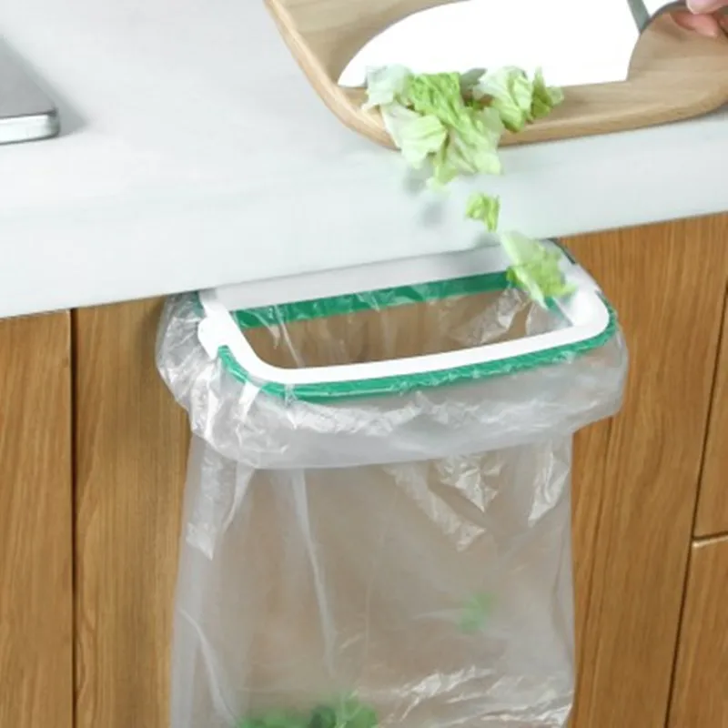 

Kitchen Folding Trash Garbage Bag Racks Hanging Door Back Type Waste Bin Bathroom Storage Holders Closet Organizer Rubbish Pouch