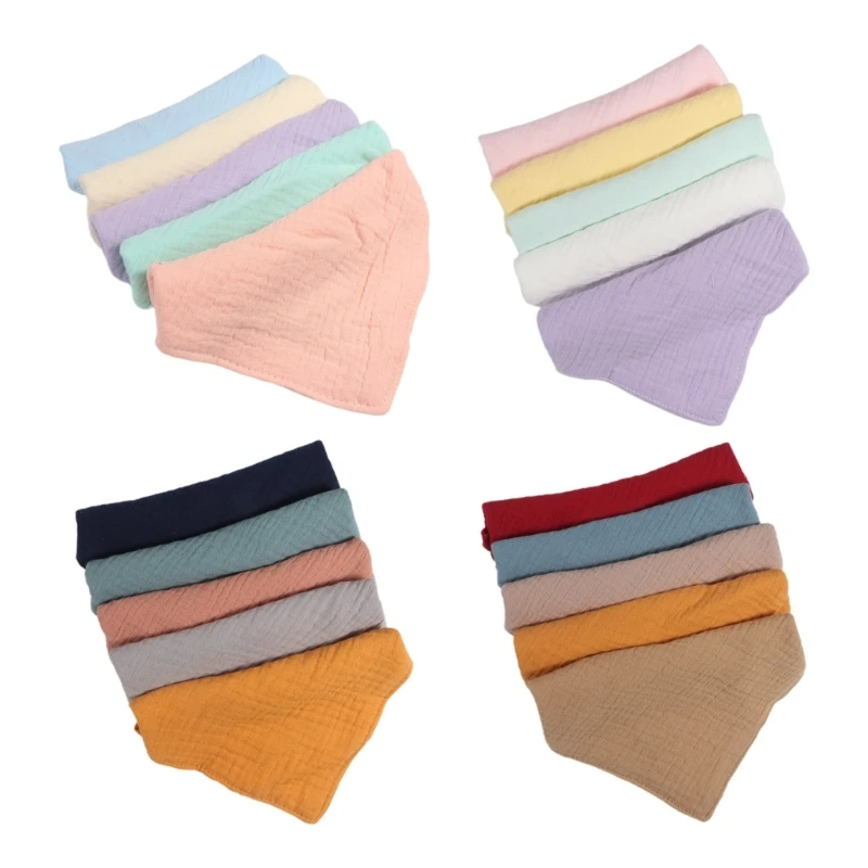 

5Pcs Feeding Bibs Baby Burp Cloths for 0-12M Infant Gender Neutral 4 Layer Cotton Saliva Towel Drooling Bib for Newborn