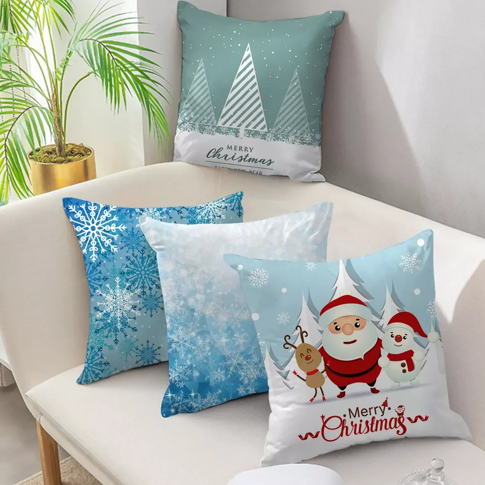 

Picture Pillow Case Xmas Deer Tree Pillow Cover Winter Soft Cushion Cover Snow Throw Pillows Home Decor for Sofa Car