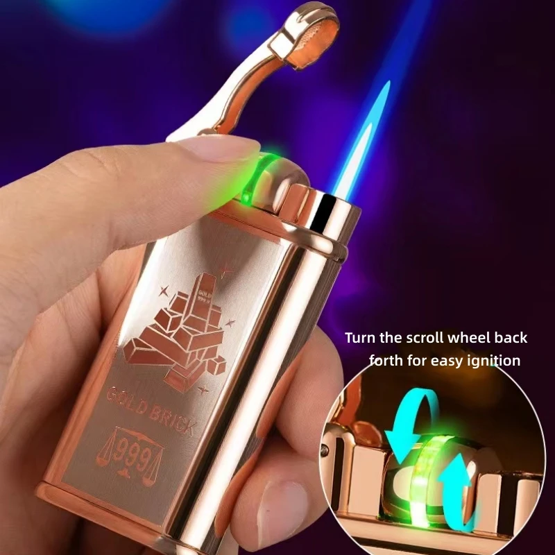 

Inductive Band Light Battery Ignition Butane Gas Lighter Metal Windproof Visible Gas Bin Creative Cigar Smoking Accessories