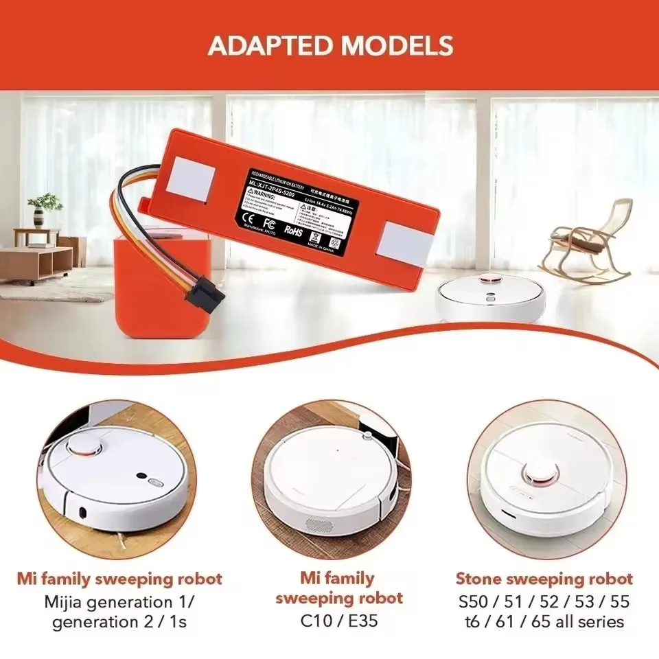 Аккумулятор для пылесоса Xiaomi Roborock S55 S50 S51 T60 E352-00 S502-00 C10 E20 E35 12800 мАч SC