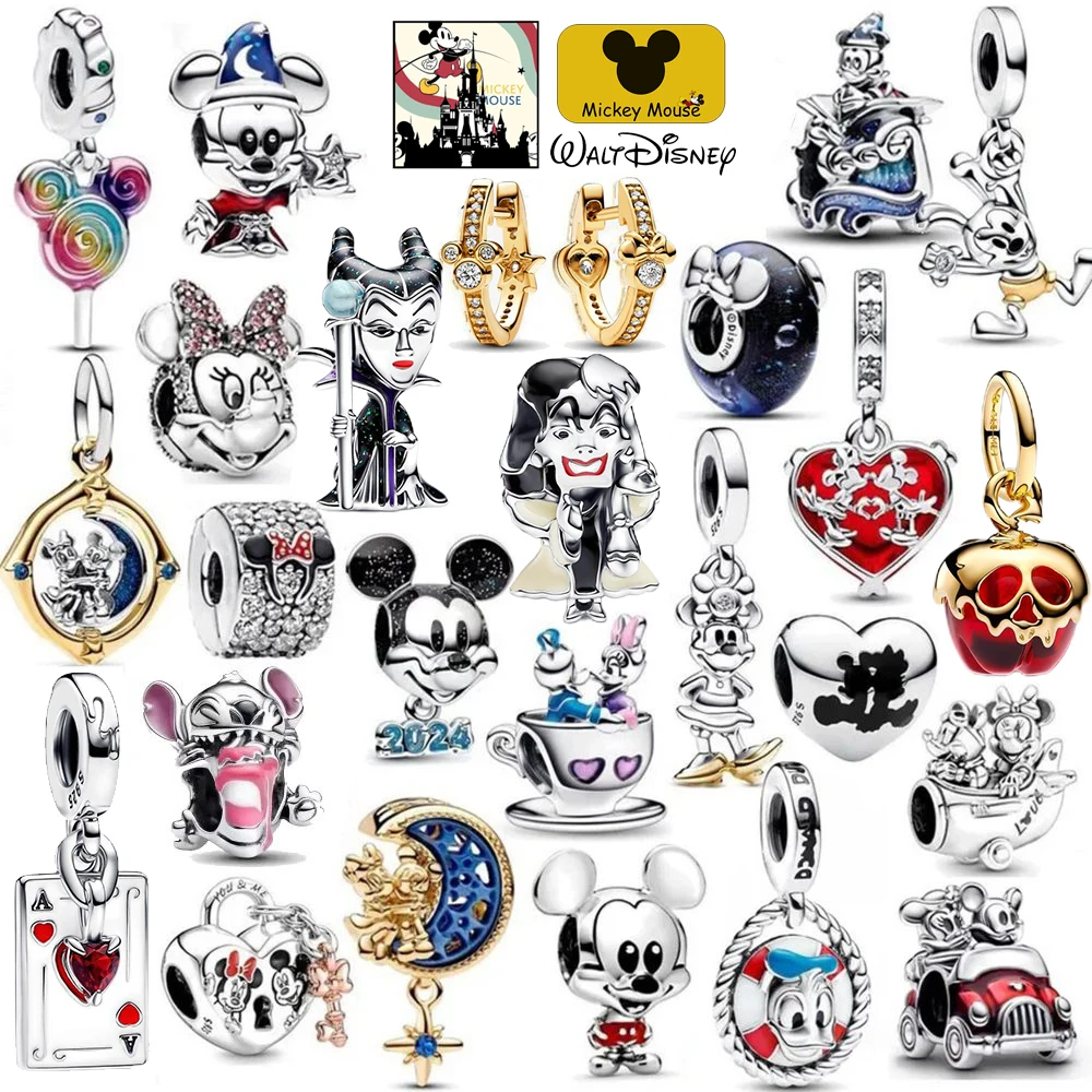 hot sale Disney Mickey Minnie Charm Silver 925 trinket bag Beads Suitable For Original Bracelet Jewelry gift