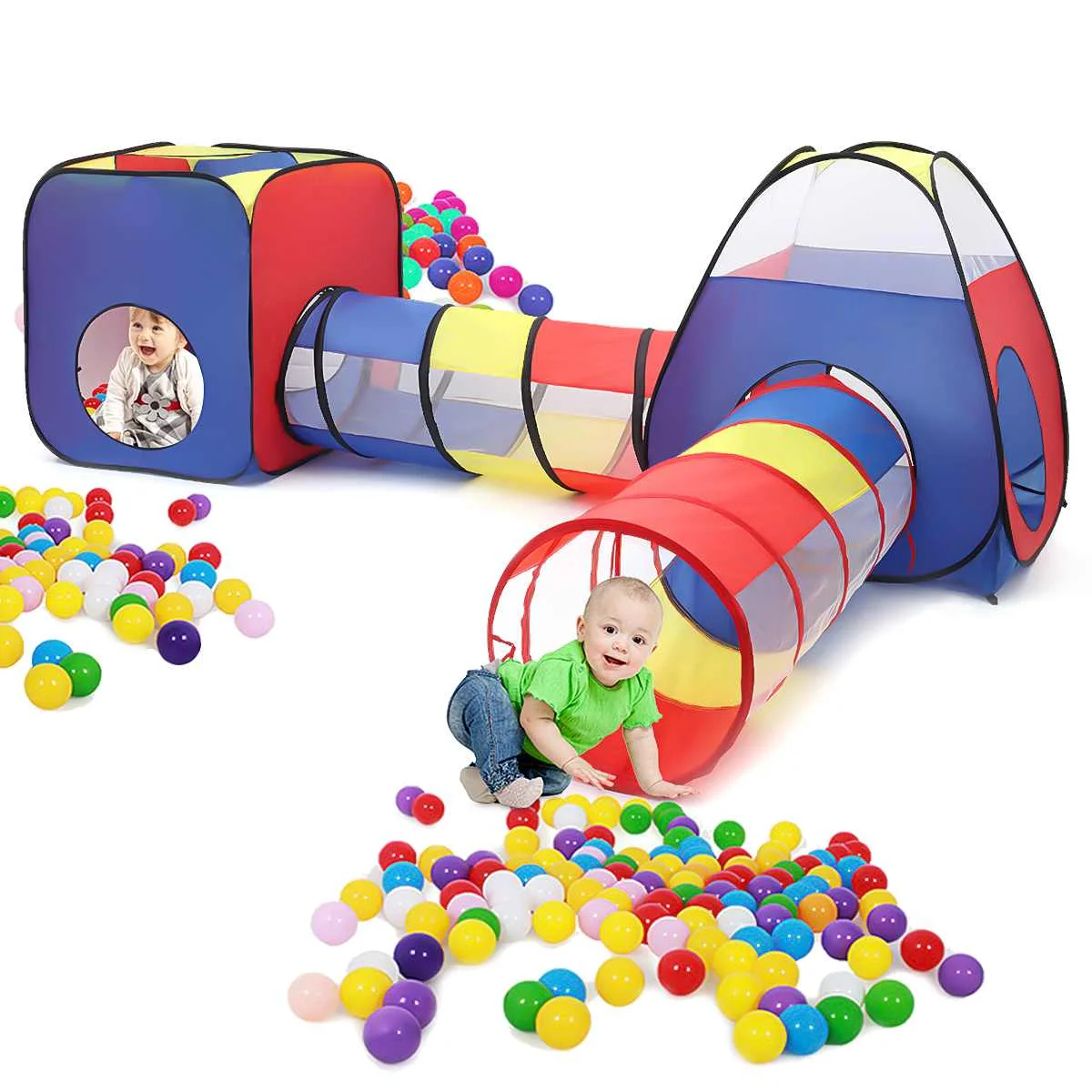 

4 In 1 Foldable Playpen For Children Portable Kid Tipi Tent Crawling Tunnel Baby Dry Ocean Ball Fence Play Pool