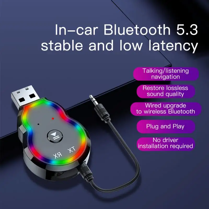 

Q2 цветной атмосферный светильник HIFI Качество звука USB синий зуб 5,3 адаптер два в одном аудио приемник Аксессуары для автомобильной электрон...