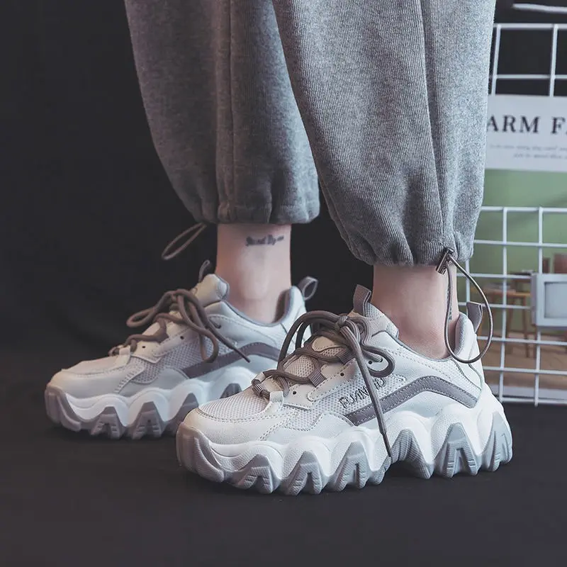 

Women Sneakers Fashion Breathable Chunky Casual Shoes Comfortable Thick Sole White Dad Shoes Platform Female Walking Footwears