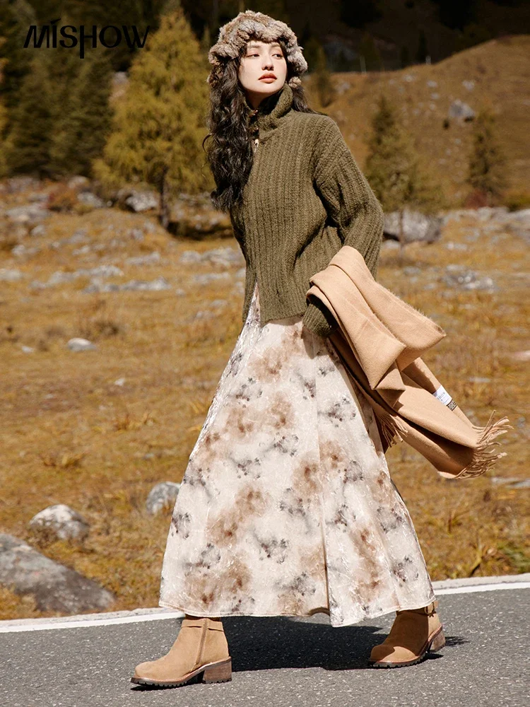 MISHOW французские винтажные юбки с высокой талией и цветочным принтом для женщин