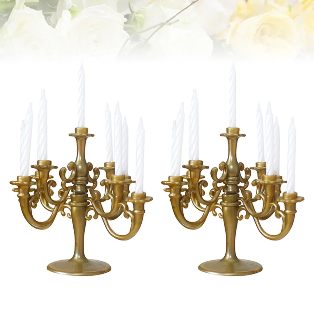 

Cakebirthday Toppercandelabra Candlestick Picksholder Wedding Decorative Insert Cupcake Taper Lights Fancy Gold Holders Decor