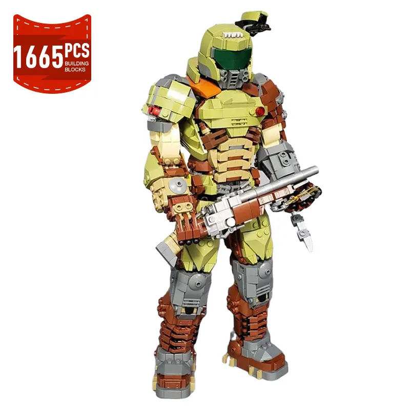 

MOC Shooting Game Doomed Slayer Mech Warrior Shooter Building Block Set Robot Model Assembly Brick DIY Toy for Children Gifts