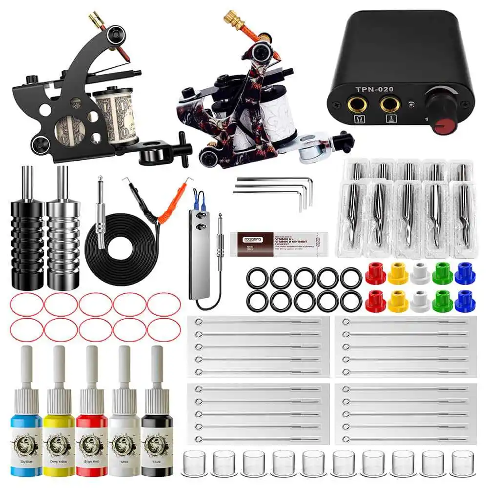 Профессиональный набор для татуировок полный тату-машинки черные чернила