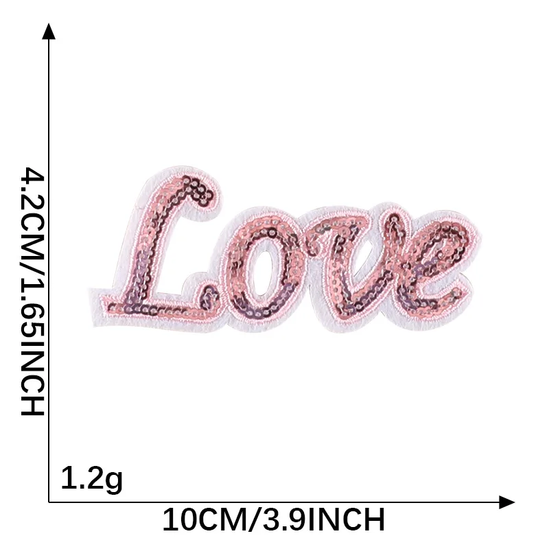 5CM Pink Sequins Letters Patch For Clothes Alphabet Iron on Garment Accessories Embroidered Applique Decoration Repair Patches images - 6