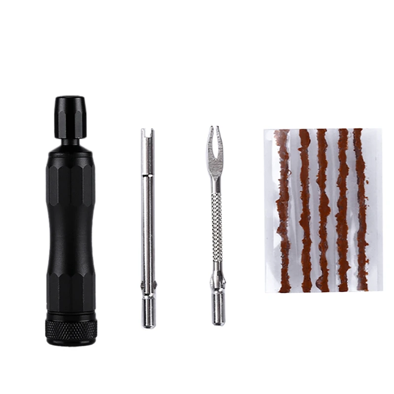 

Bicycle Tire Repair Tools Kit Includes File Deflation Needle Vulcanized Rubber Strips for Mountain Road Bike
