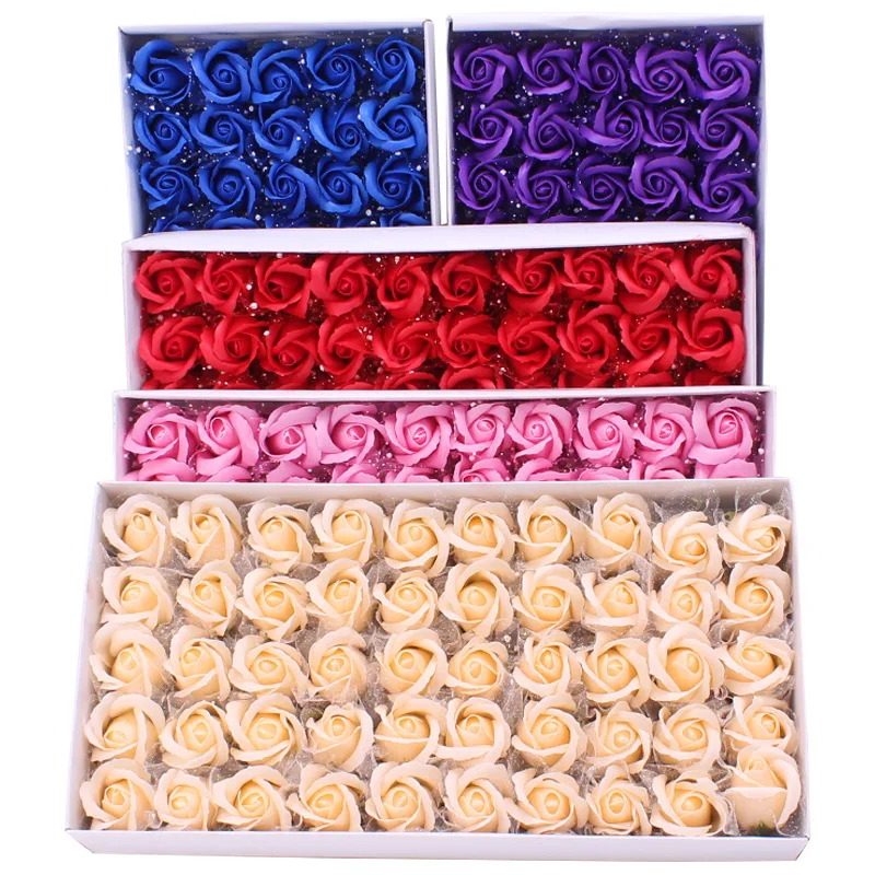 

50Pcs 3Layers Artificial Rose Soap Flowers Head Eternal Flowers Wedding Valentine's Day for Girlfriend Gift DIY Bouquet Material