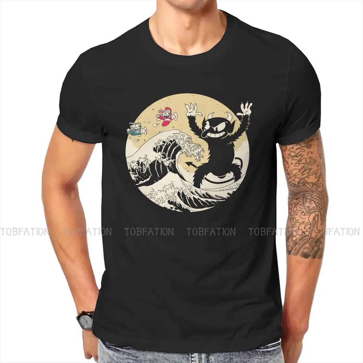 

Cuphead Mugman Game Pure Cotton TShirt The Great Retro Basic T Shirt Oversized Men Tee Shirt Printing Big Sale