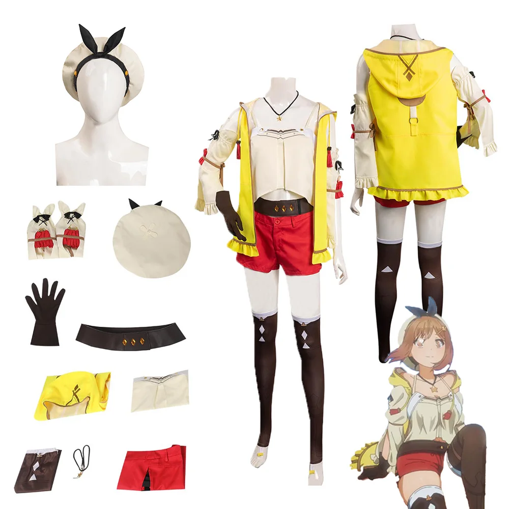 

Reisalin Stout Cosplay Costume Anime Atelier Ryza Ever Darkness Disguise Top Pants Hat Women Girls Halloween Carnival Party Suit
