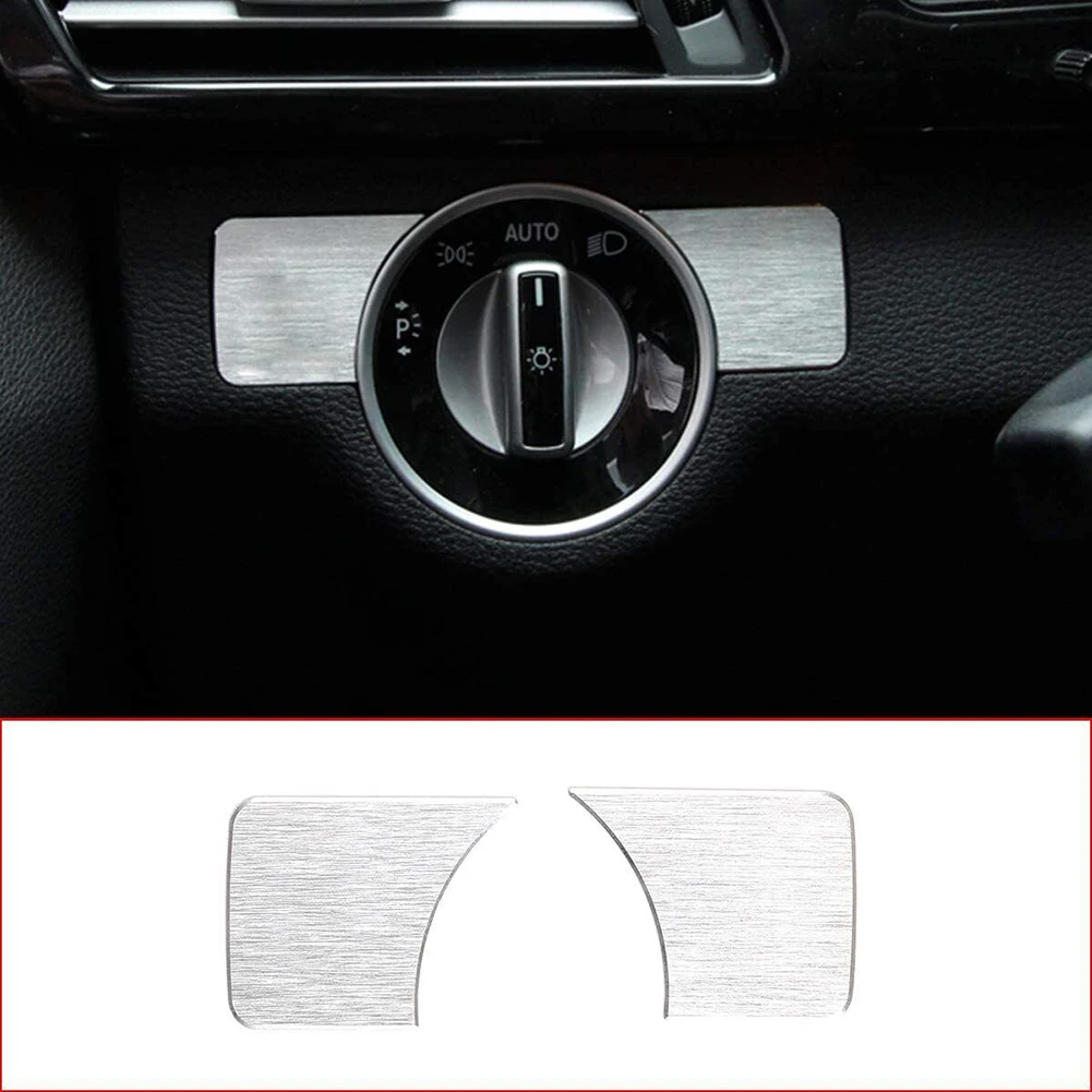 

Aluminum Alloy Inner Headlight Switch Cover Case Protector Trim 2pcs For Benz A/B/C/E Class GLK/GL/ML/CLS